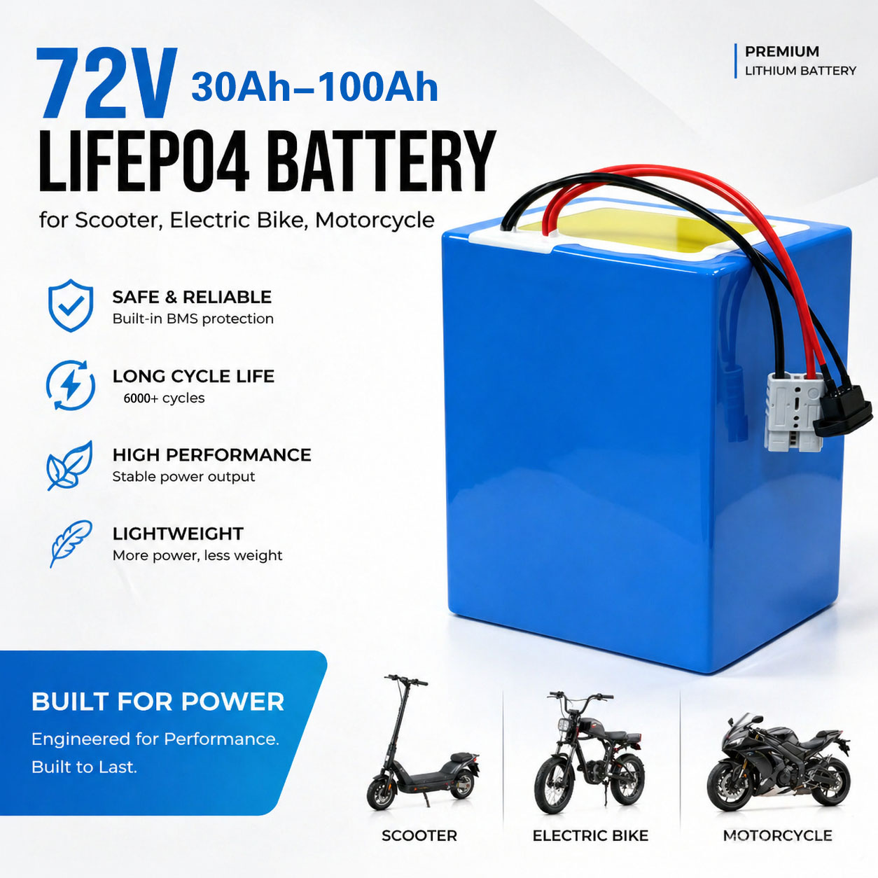 Batterie au lithium LiFePO4 72 - 72V 30Ah Lifepo4 Battery Pack avis et prix